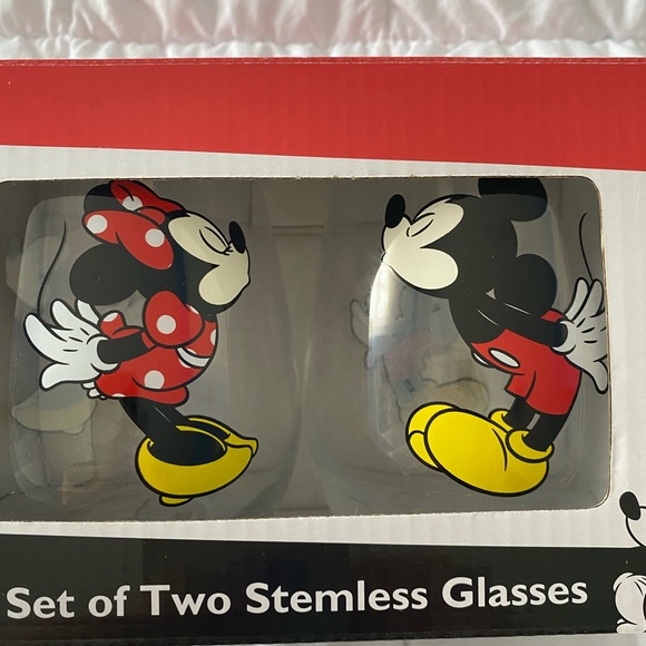 Disney Other - Disney Mickey and Minnie Stemless Glasses - Red, Yellow, Black❤️💛🖤🍷